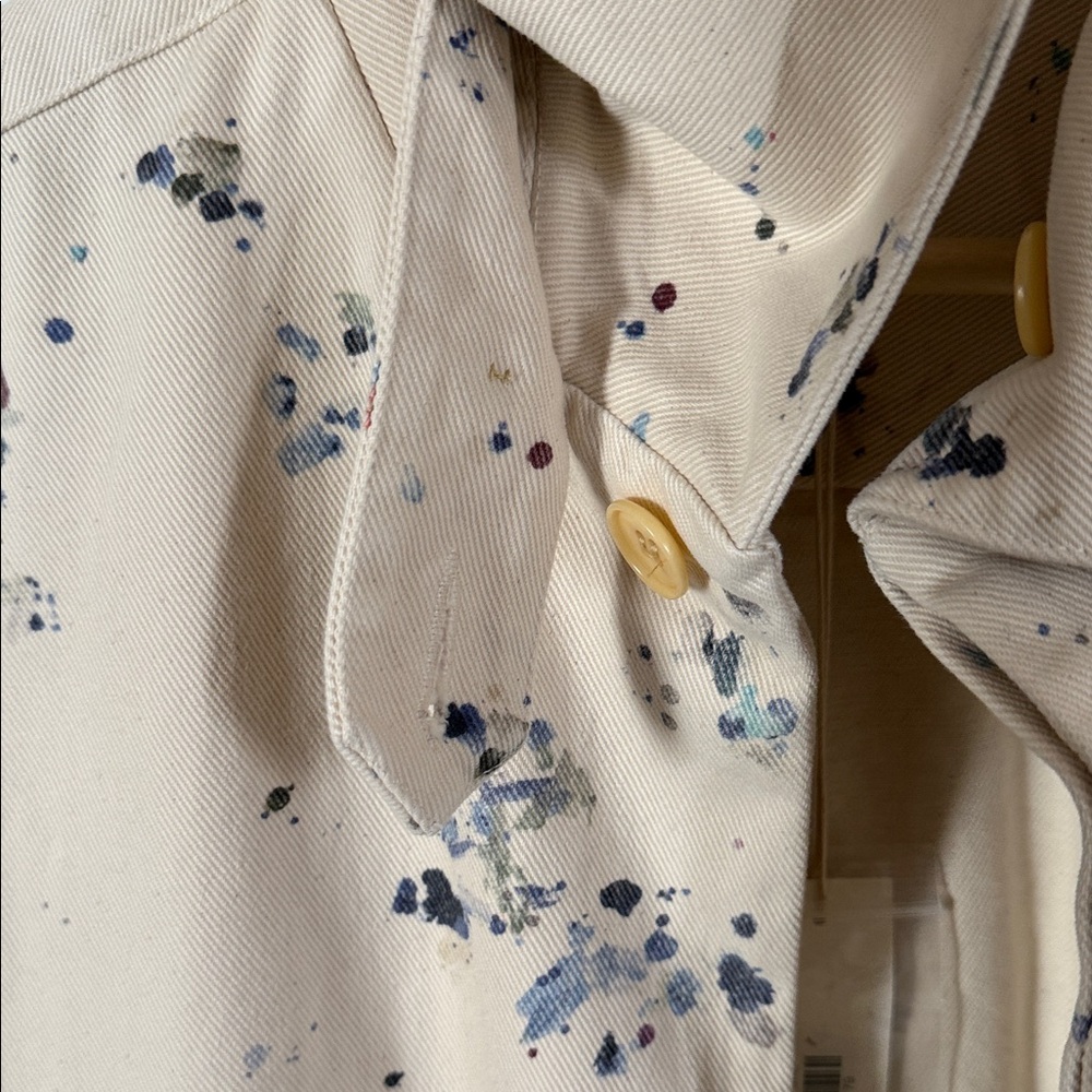 Caron Callahan Cream and Navy Patterned Trench Coat - Picture 6 of 8